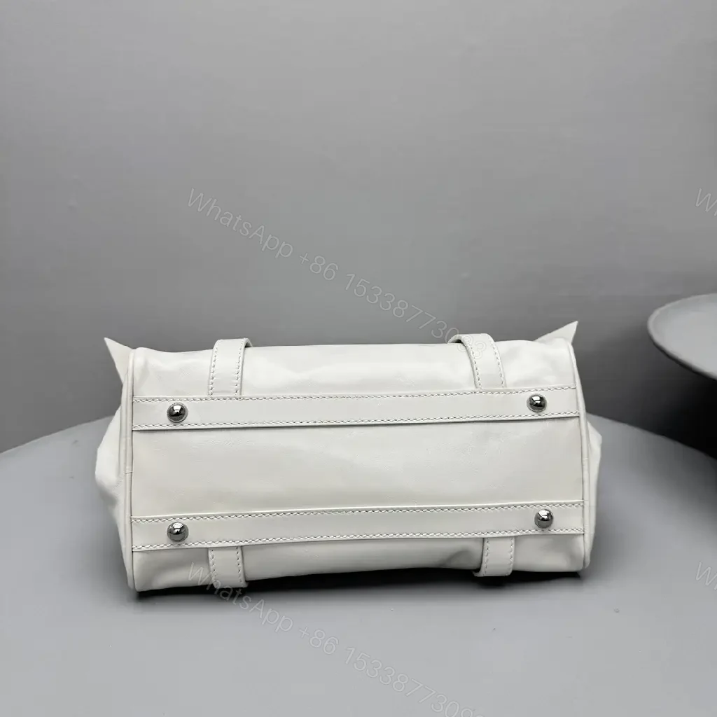 View 3 of Soft-Glossed Leather Satchel, Subtle Shine, Everyday Luxury Bag