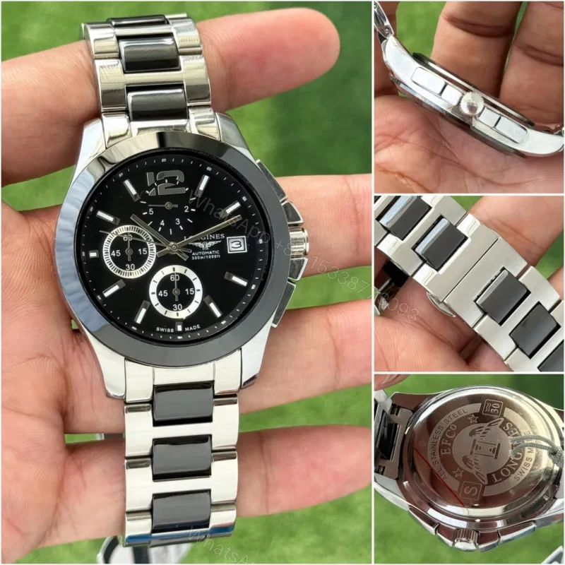 View 2 of Longines Elegant 7AAA Black Dial Quartz Chronograph