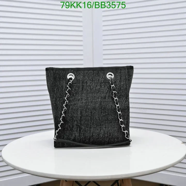 View 4 of Chanel Deauville Chain Black Tote Bag QL854 – Trendy and Functional