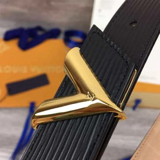 View 6 of LOUIS VUITTON BLACK EPI LEATHER ESSENTIAL V BELT – B125