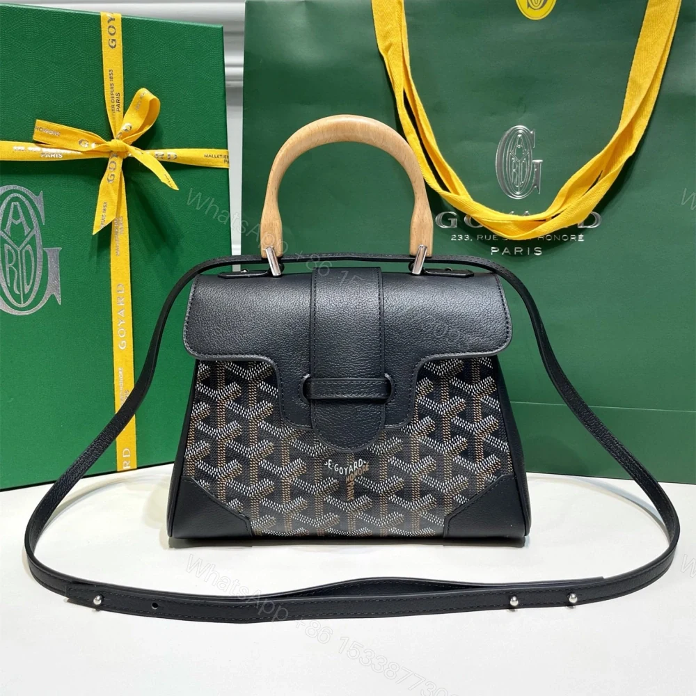 高仿Goyard*SAIGONM櫸木手柄單肩包黑色免檢版 — view 1