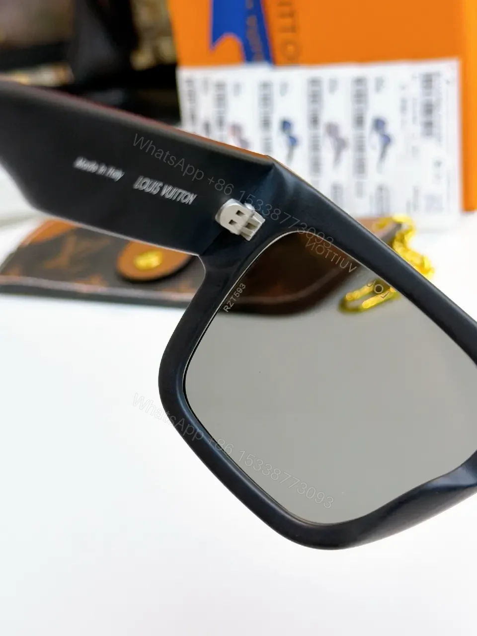 View 10 of Tortoise Acetate Sunglasses: Squared Luxe, LV Accent