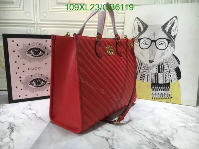 View 2 of Gucci Marmont Leather AAAA Copy Tote QB61194 – GG Design