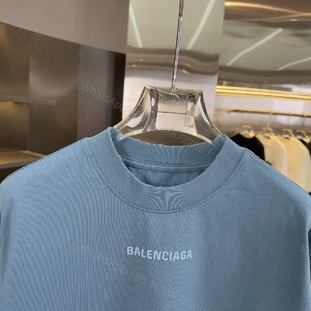 View 5 of Blue Cotton Relaxed Tee, Premium, Everyday Luxury Shirt