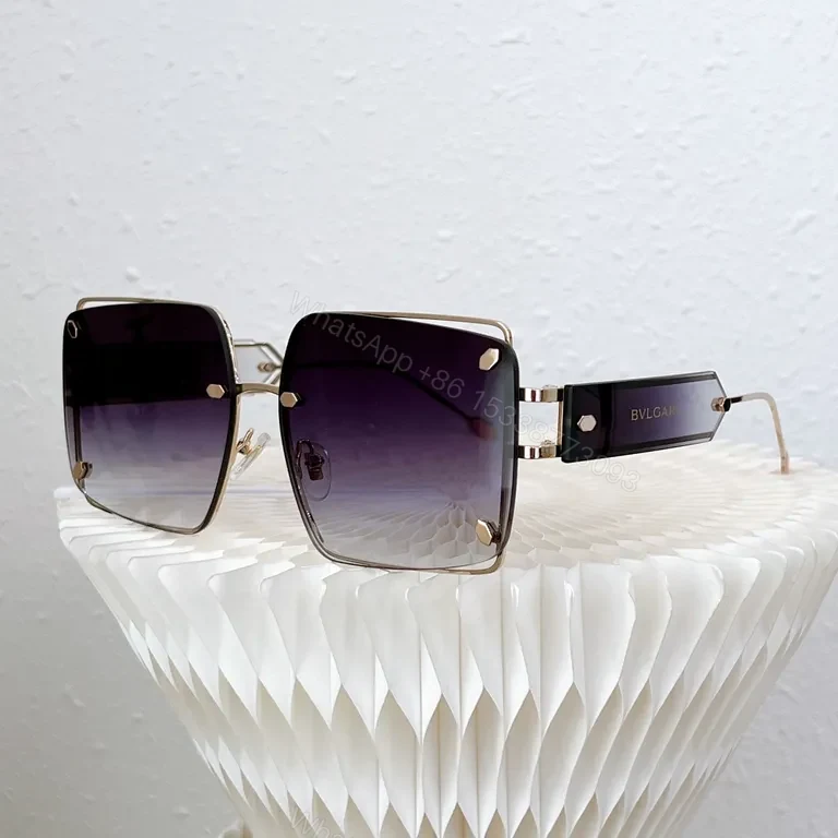 View 7 of Pink Rose-Glide Square Sunglasses: Rose-Gold, BVLGARI Style, UV400 Lenses