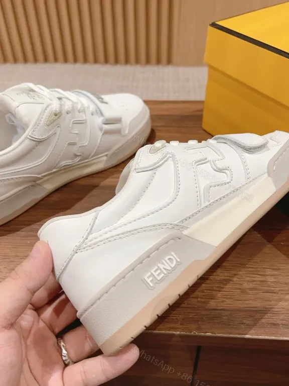 View 5 of Minimalist White Sneakers with Luxury Comfort & Fendi-Inspired Details