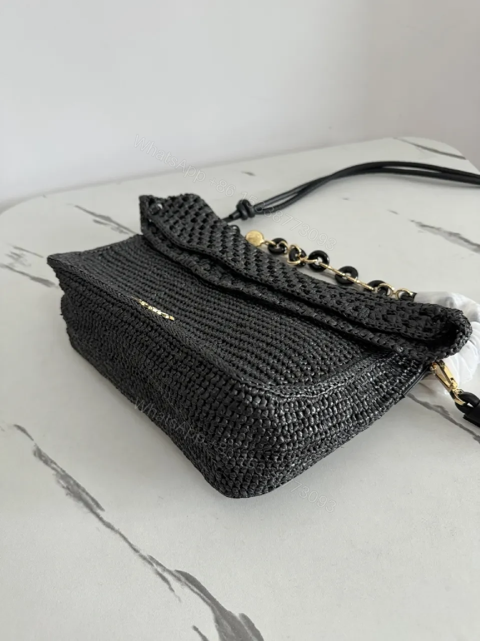 View 2 of Knotted Texture Black Chain Handbag – Luxe, All‐Day Chic
