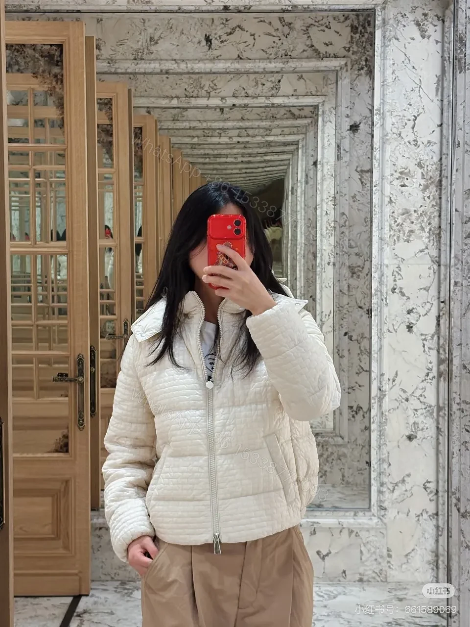 View 7 of Quilted Off-White Hooded Jacket: Lightweight Warmth, Premium Structure