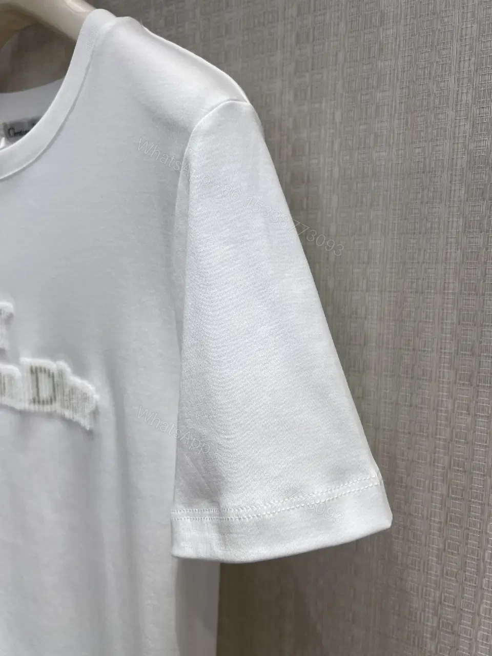 View 5 of Premium White Tee with Subtle Couture Embroidery