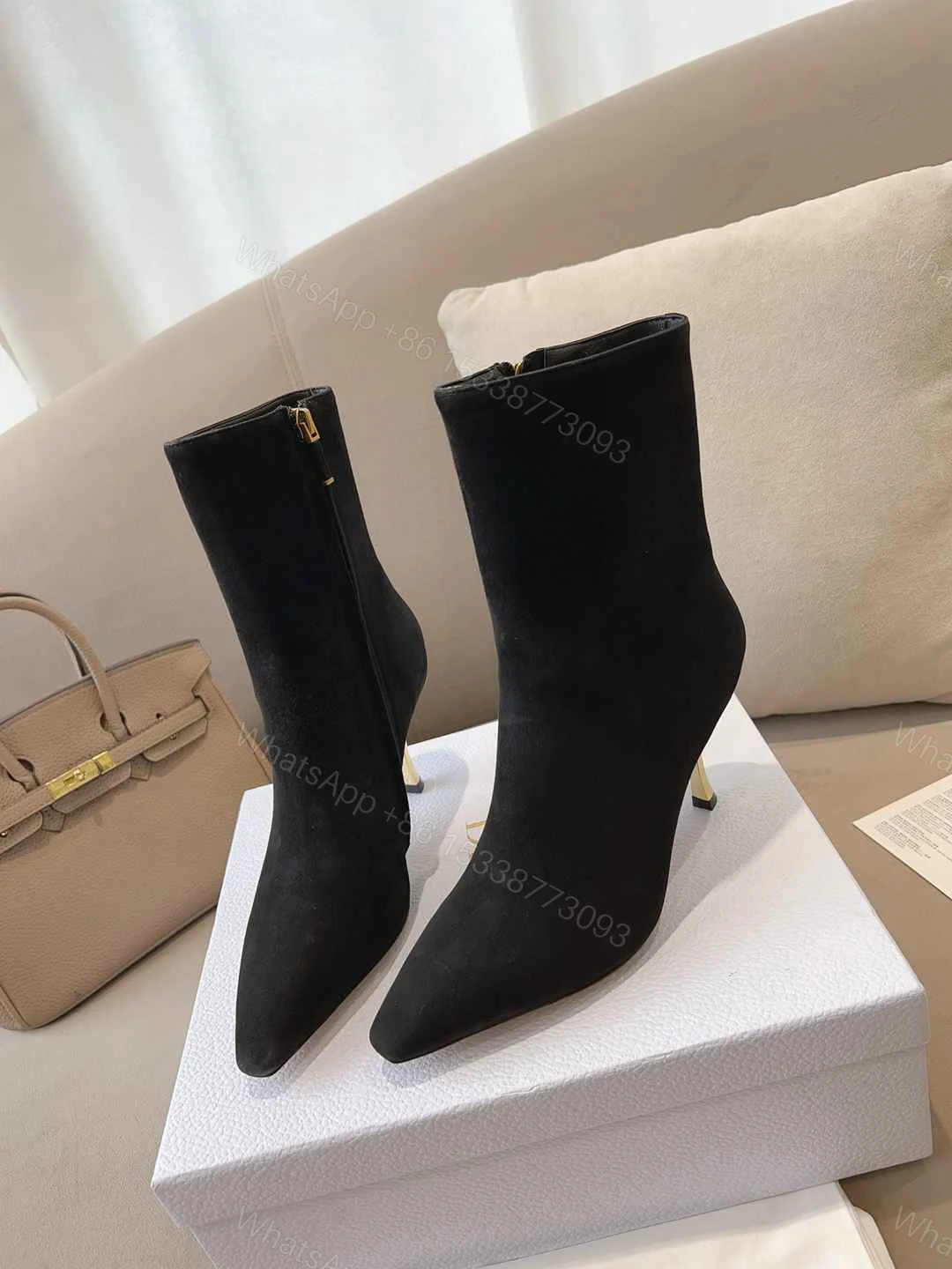 View 3 of DIOR WOMEN D FAME HEELED ANKLE BOOT SUEDE CALFSKIN BLACK