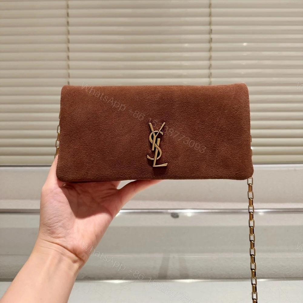 View 2 of Saint Laurent Reversible Kate Medium In Suede Brown 22Cm 5538041S78W7761