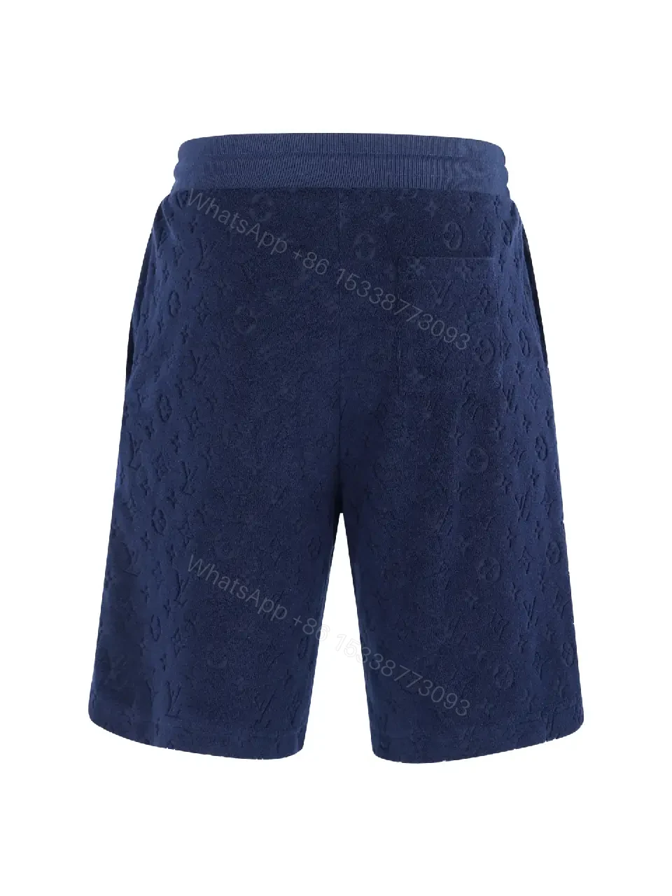 View 8 of Navy Cotton Louis Vuitton-Patterned Drawstring Shorts