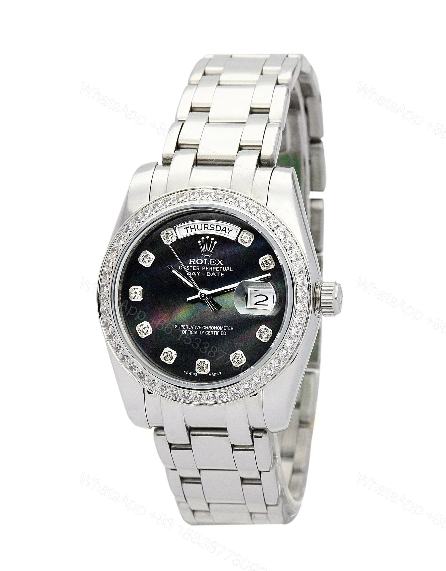 View 2 of Replica Rolex Day-Date Black Dial 118346 36 mm