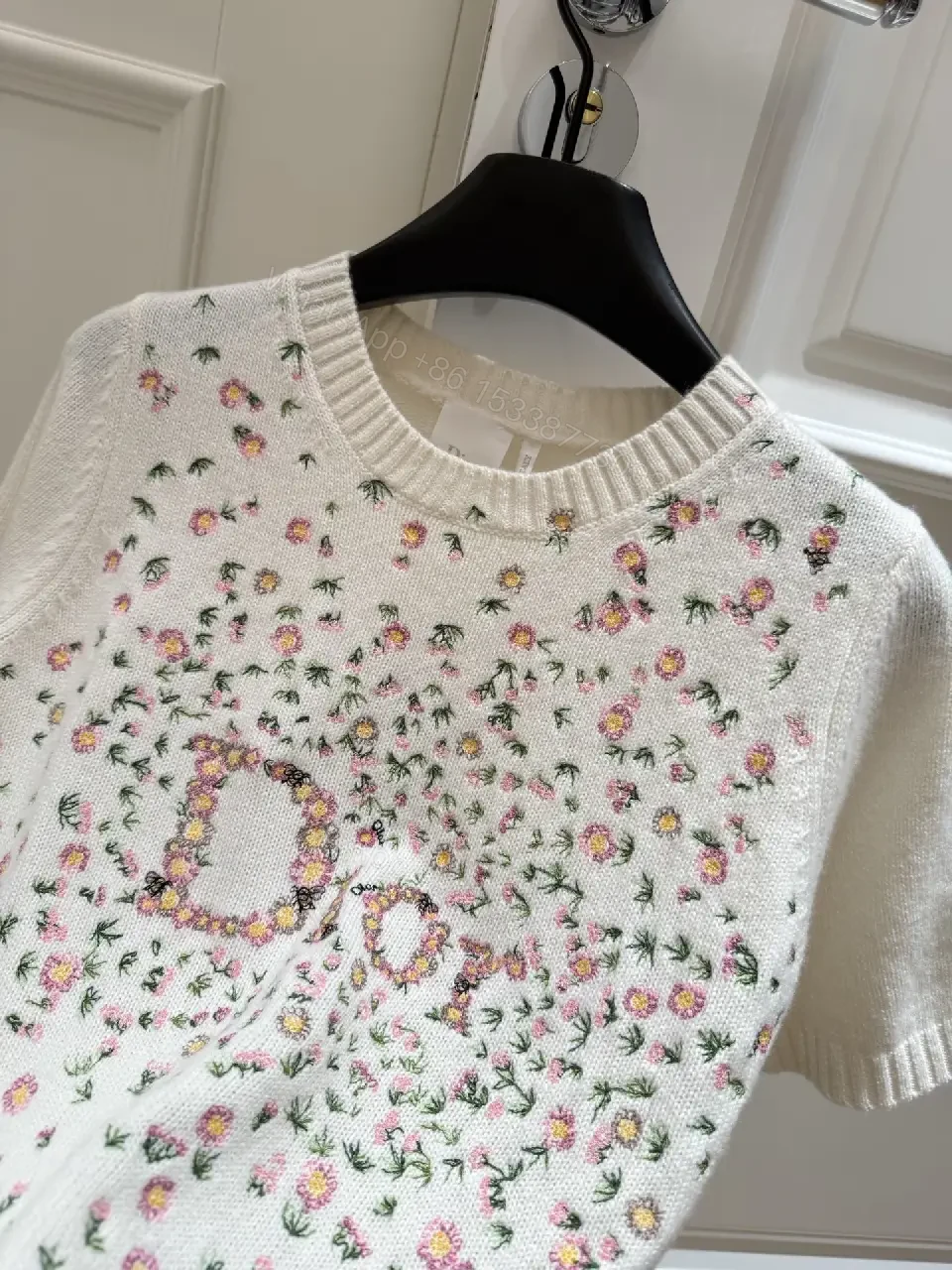 View 10 of Ivory Knit Top: Floral Embroidery Couture Charm