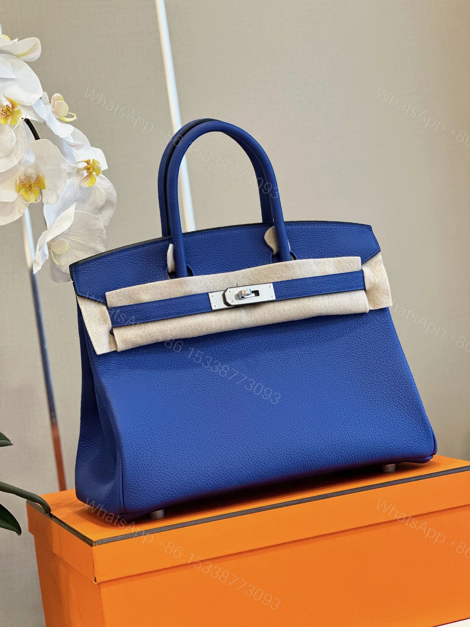View 2 of Hermès Birkin 30 Electrique Blue Palladium Hardware