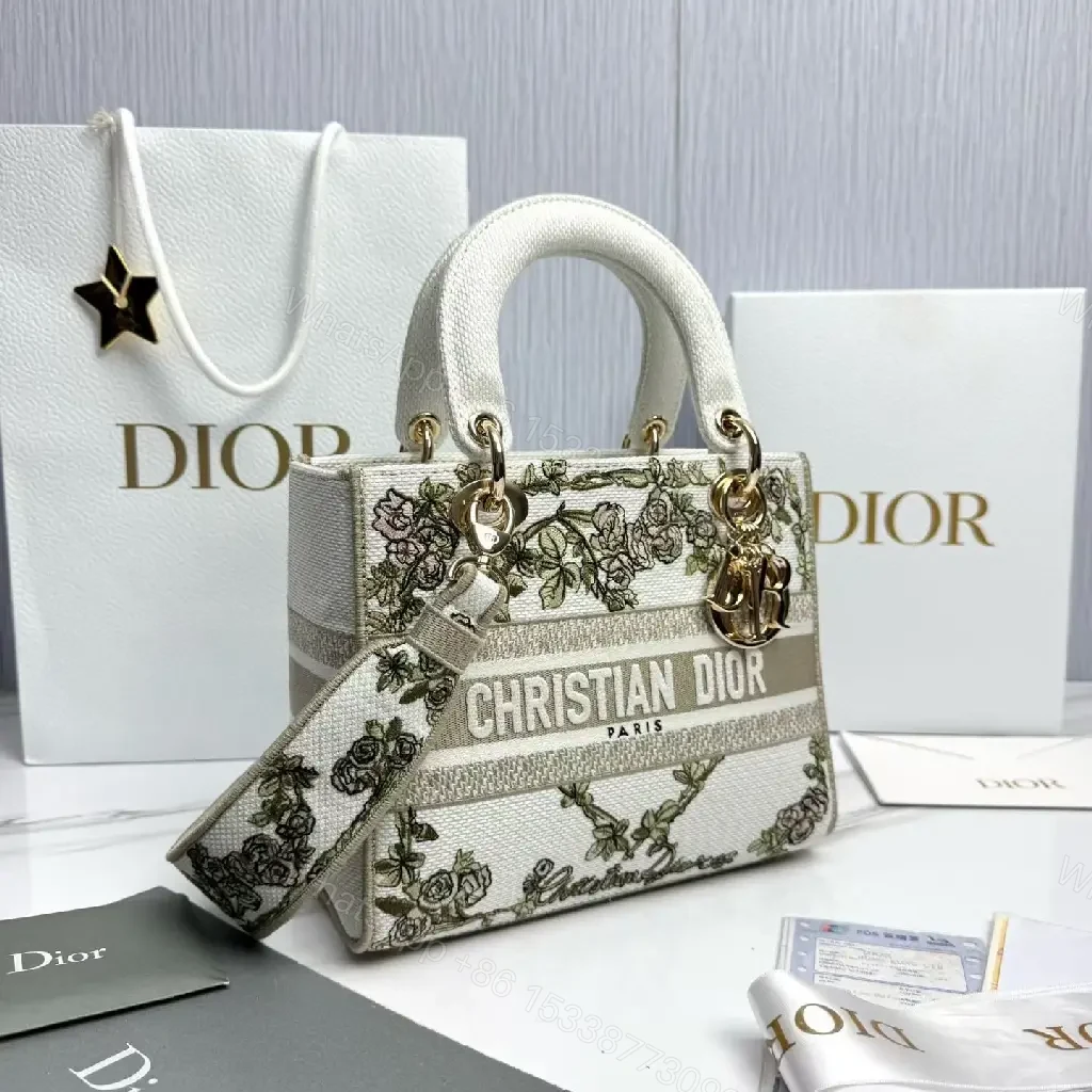 View 2 of Floral Jacquard Tote with Monogram & Gold Hardware Bag