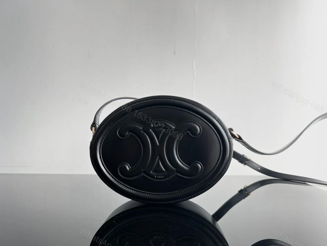 View 7 of CELINE CROSSBODY BAG OVAL PURSE CUIR TRIOMPHE IN SMOOTH CALFSKIN BLACK