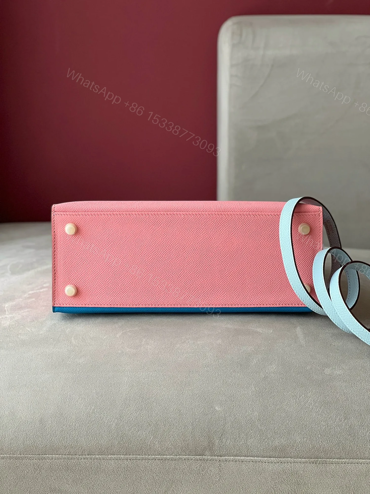 View 7 of HN 28 Epsom Light Blue/ Electric Blue/Rose Pink Gold Hardware