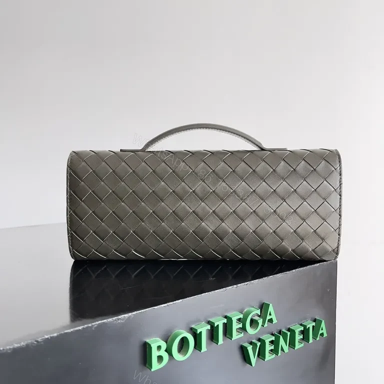 View 7 of Compact Woven Leather Wallet with Gold Clasp - Everyday Luxury