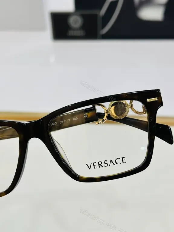 View 5 of Black Gold Versace-Inspired Eyewear: Rectangular Acetate Frames with Medusa Detail