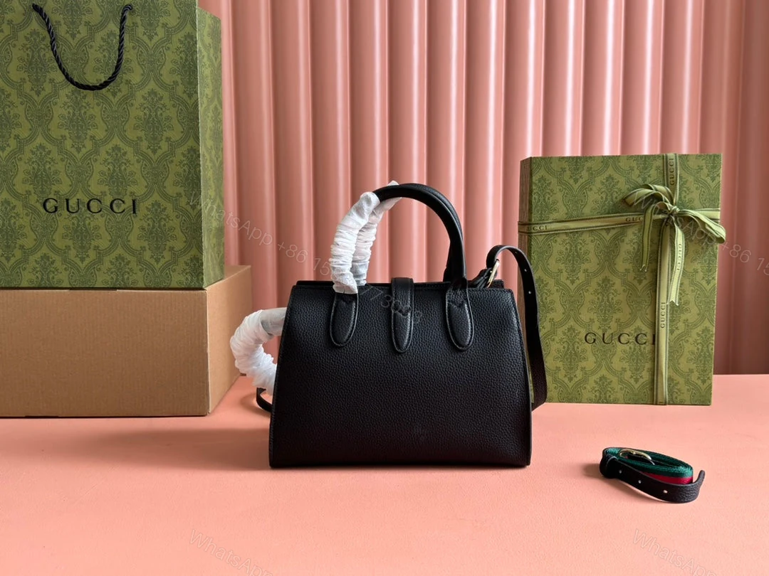 View 4 of JACKIE SMALL TOTE BAG 24 IN BLACK CALFSKIN GOLD HARDWARE