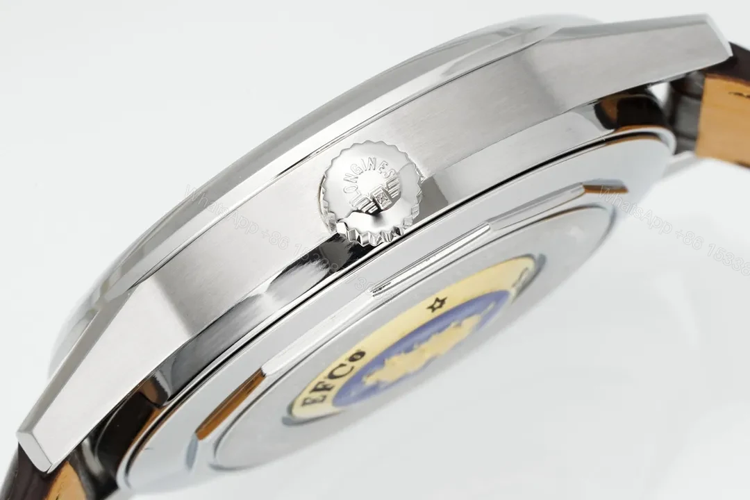 View 7 of Longines Classic Flagship Moonphase Watch Silver Dial Brown Leather Strap Vintage Style