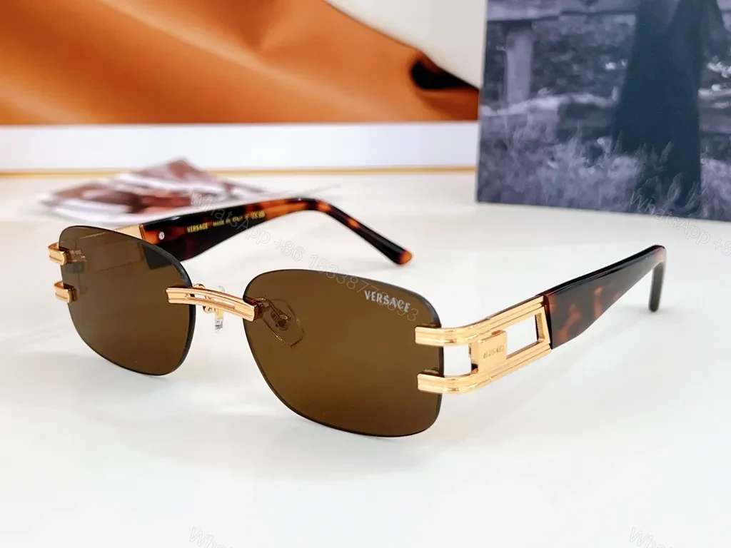 Metallic Rose-Gold Rimless Sunglasses - Versace-Style Luxury — view 1