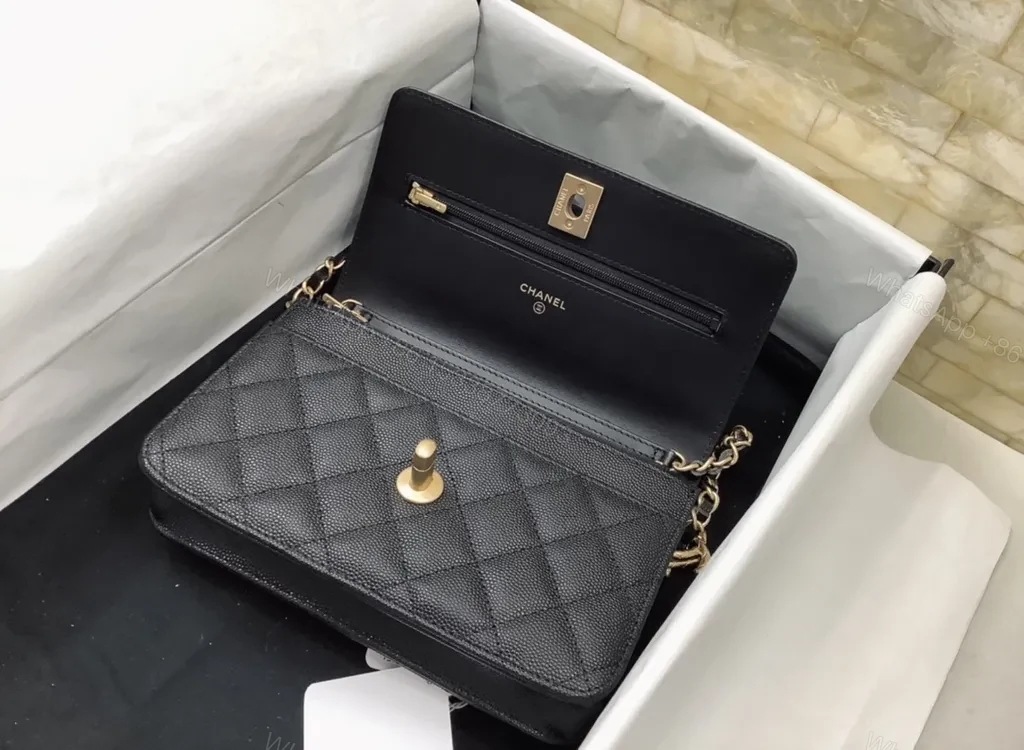 View 3 of Chanel-Inspired Quilted Small Flap Bag with Gold Chain