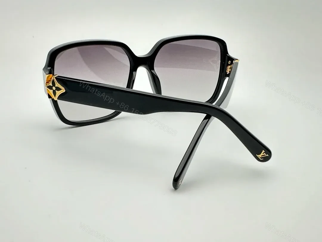View 5 of Shiny Black Acetate Block-Frame Sunglasses, Designer-Inspired