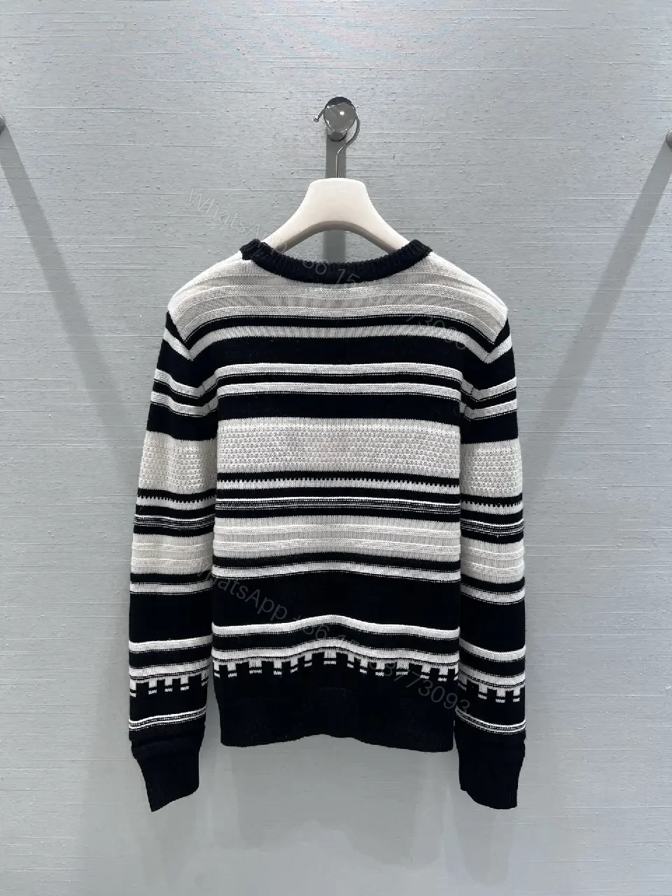 View 9 of Monochrome Striped Knit Crewneck Sweatshirt: Structured Comfort