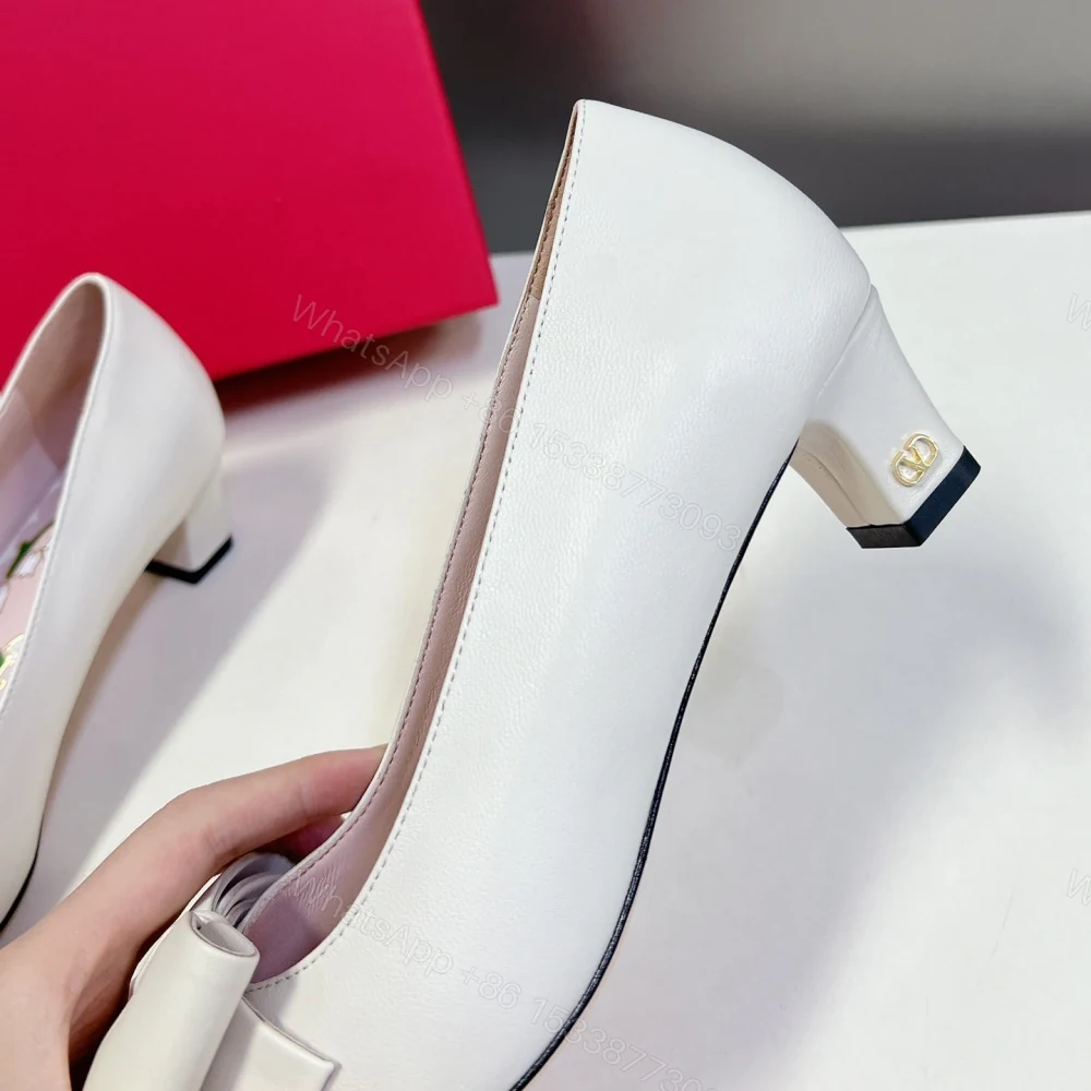 View 9 of 高仿Valentino*6W2S0LC蝴蝶結高踭鞋白色4.5CM免檢版