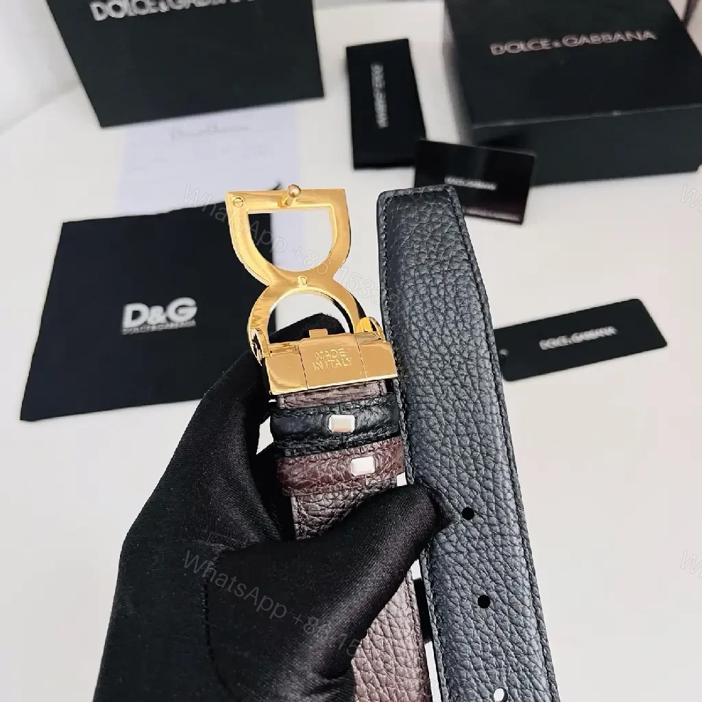 View 5 of Pebbled Black Leather Luxury Belt with Double-G G Buckle