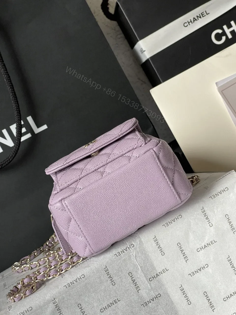 View 8 of Lavender Quilted Mini Crossbody — Luxe Everyday Bag