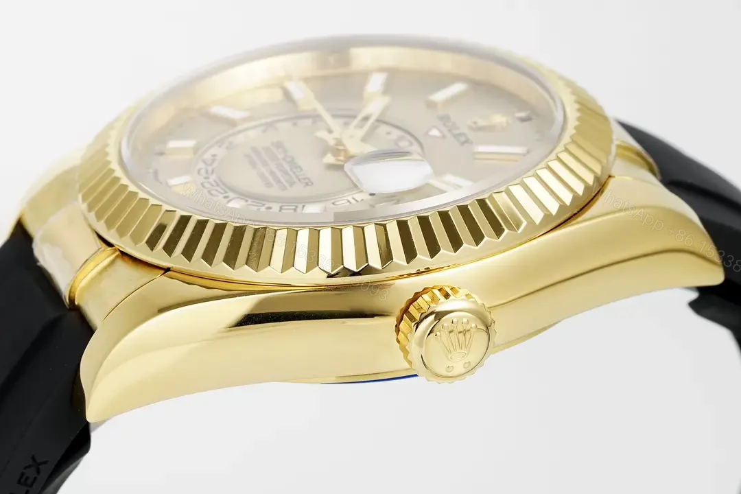 View 7 of Rolex Sky-Dweller Champagne Watch Yellow Gold Oysterflex Ultimate 42MM 336238-0001