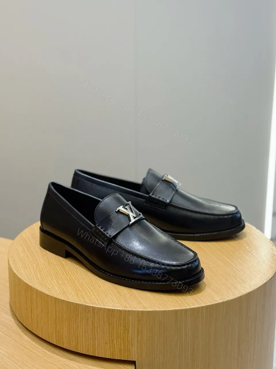 View 2 of Refined Black Leather Loafers — Subtle LV-Inspired Hardware
