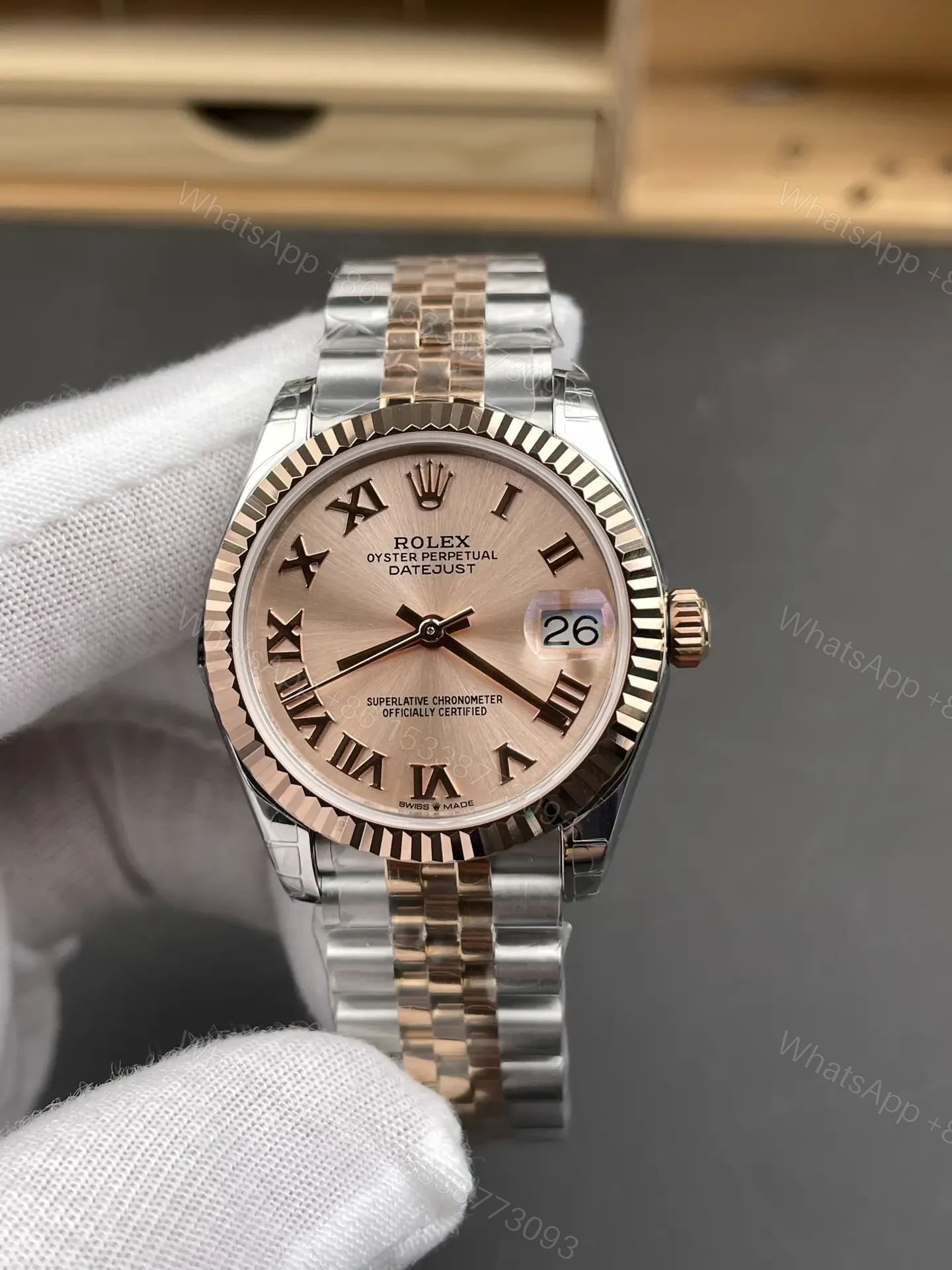 View 3 of Rolex Datejust 31 Rolesor Everose Fluted Jubilee Pink Roman 178271-0068