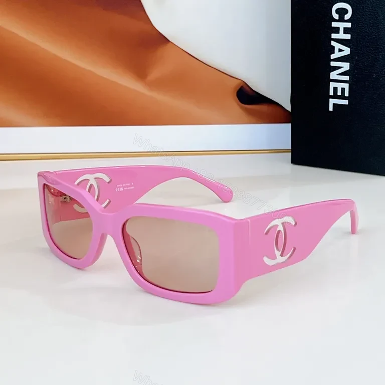 View 6 of Bold Chanel Sunglasses: Black Acetate, Wide Blocky Frames, Logoed Edge