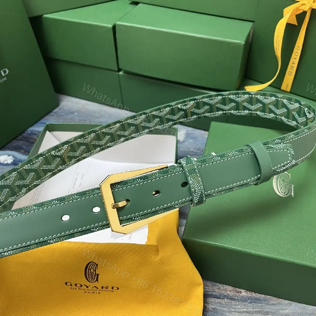 View 6 of Green Leather Chevron Belt - Gold Buckle, Full-Grain