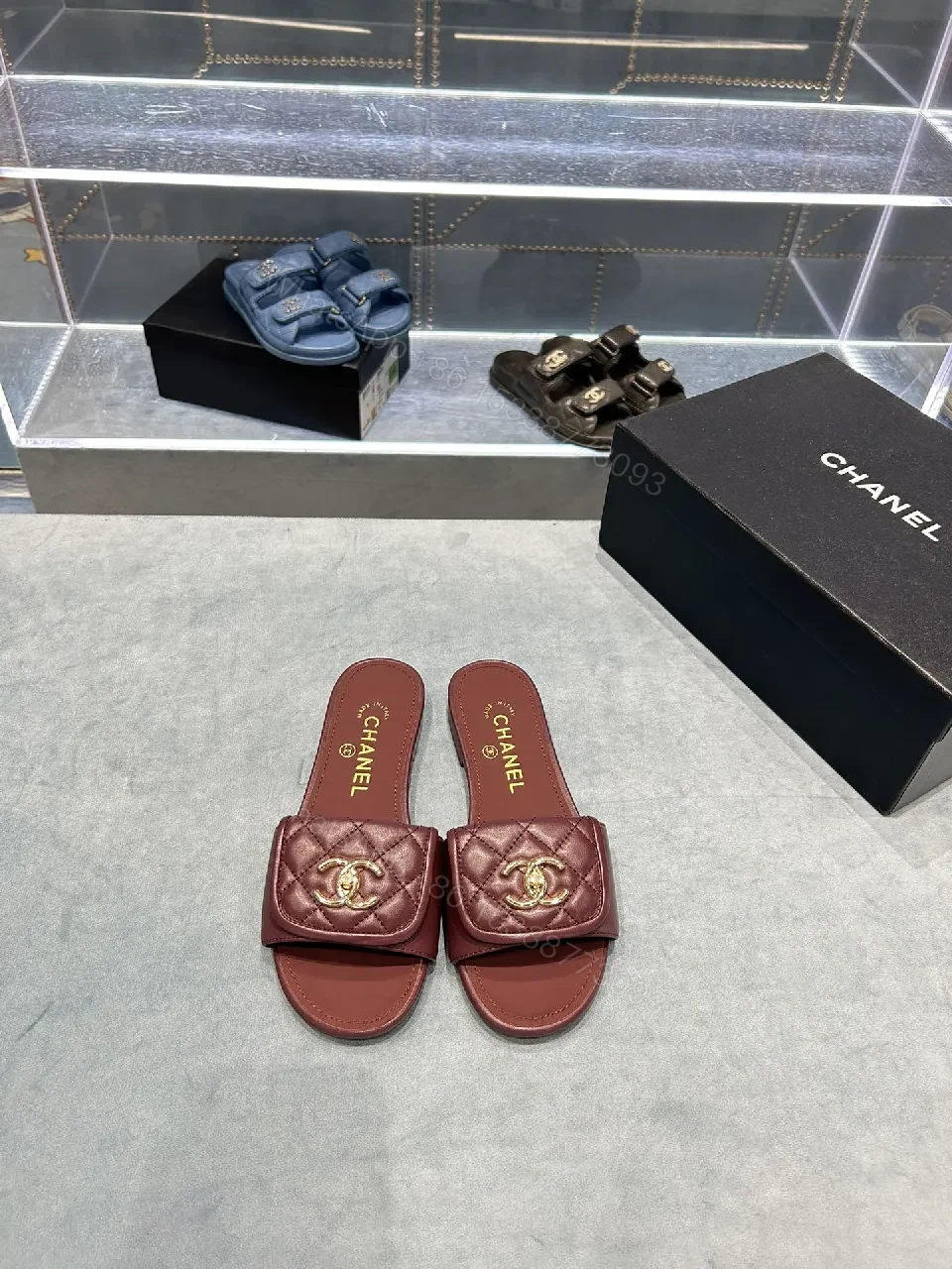 View 8 of Quilted Leather Slides + Open-Toe + Luxury Comfort Slide