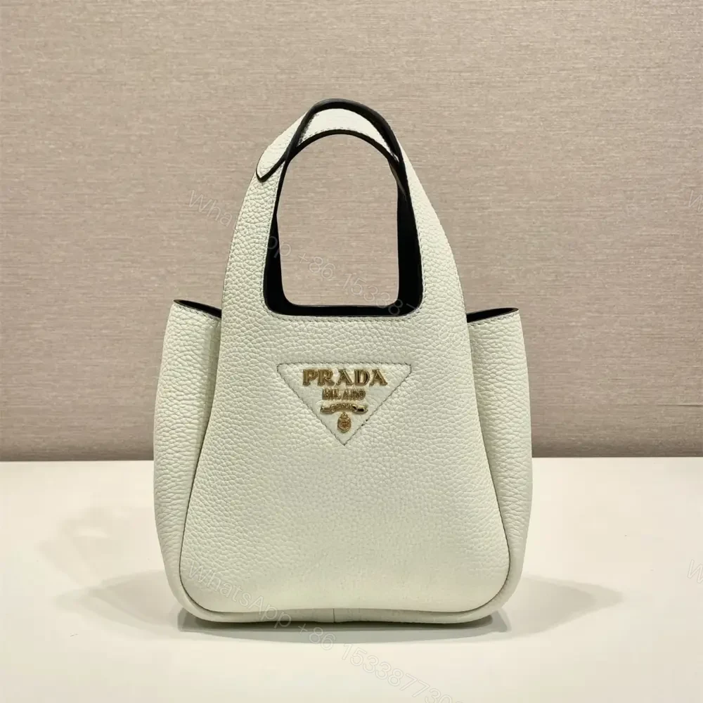 高仿Prada*Tote系列1BA349徽標手提包金扣白色Mini免檢版 — view 1