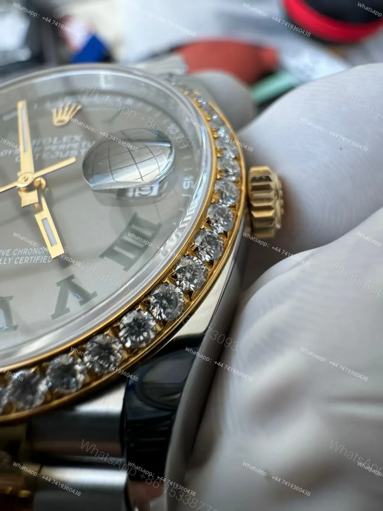 View 8 of Rolex Datejust M126283RBR-0021 1:1 Replica Roman Dial Diamond-Set Bezel 36MM 3235 Movement Super Clone Watch
