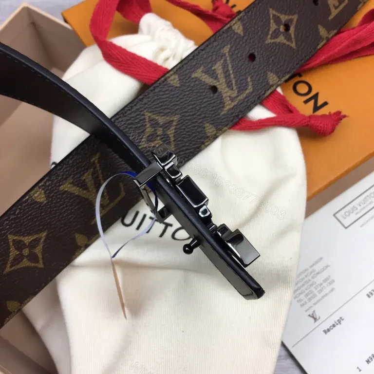 View 8 of Iconic LV Monogram Belt â€“ Premium Leather Backing, Gunmetal Buckle