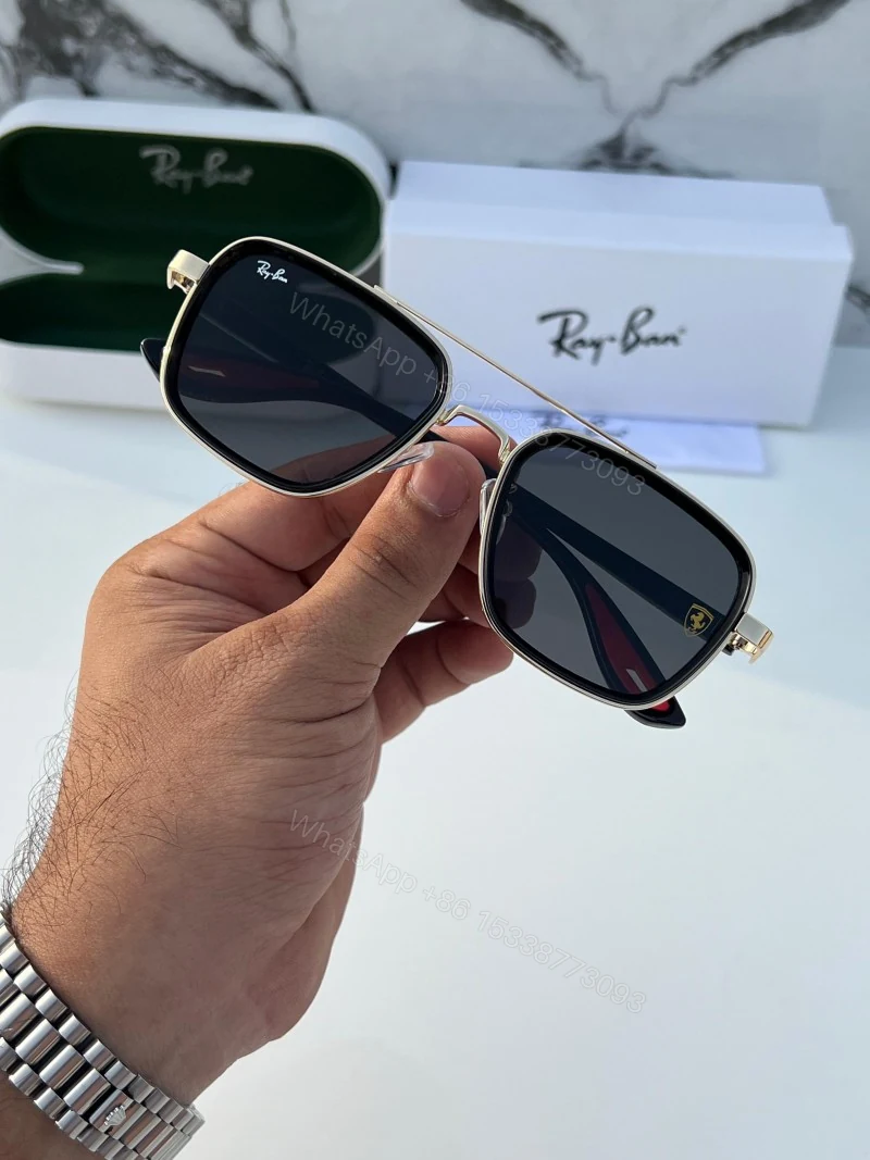 First Copy Rayban 06 Gold Black Sunglasses — view 1