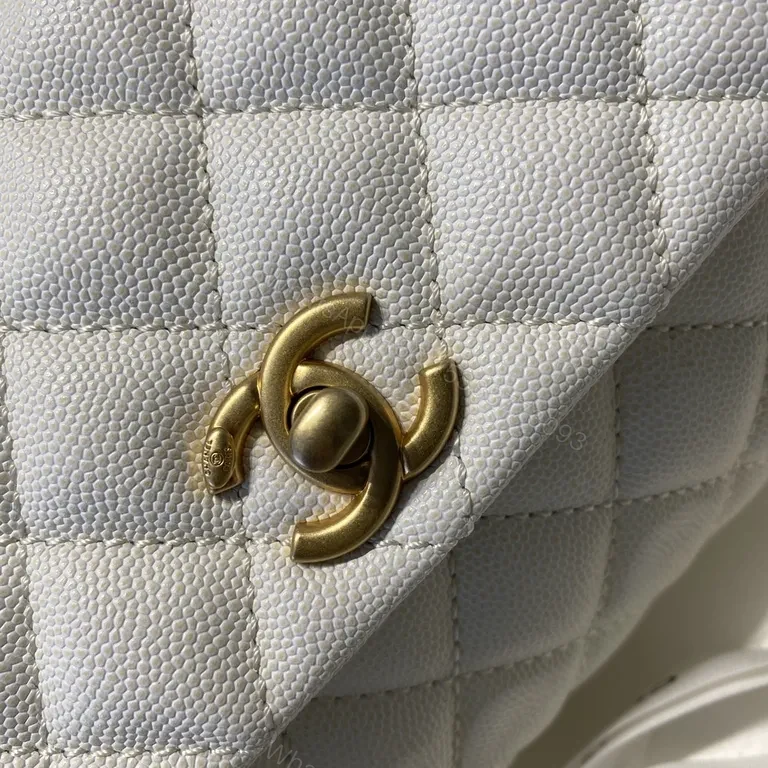View 8 of Quilted White Leather Mini Bag: Luxe CC Chain Style