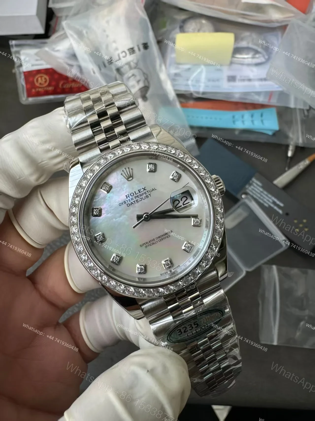 View 10 of Rolex Datejust M126334-0020 1:1 Replica Mother of Pearl Diamond Dial Jubilee 41MM 3235 Movement Super Clone Watch