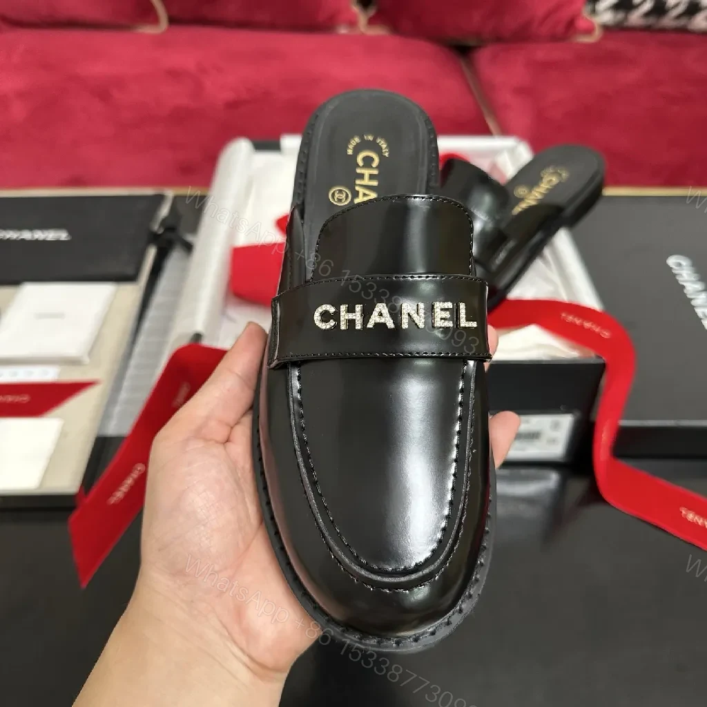 View 6 of Chic Leather Slip-On Sandals - Designer-Style Comfort