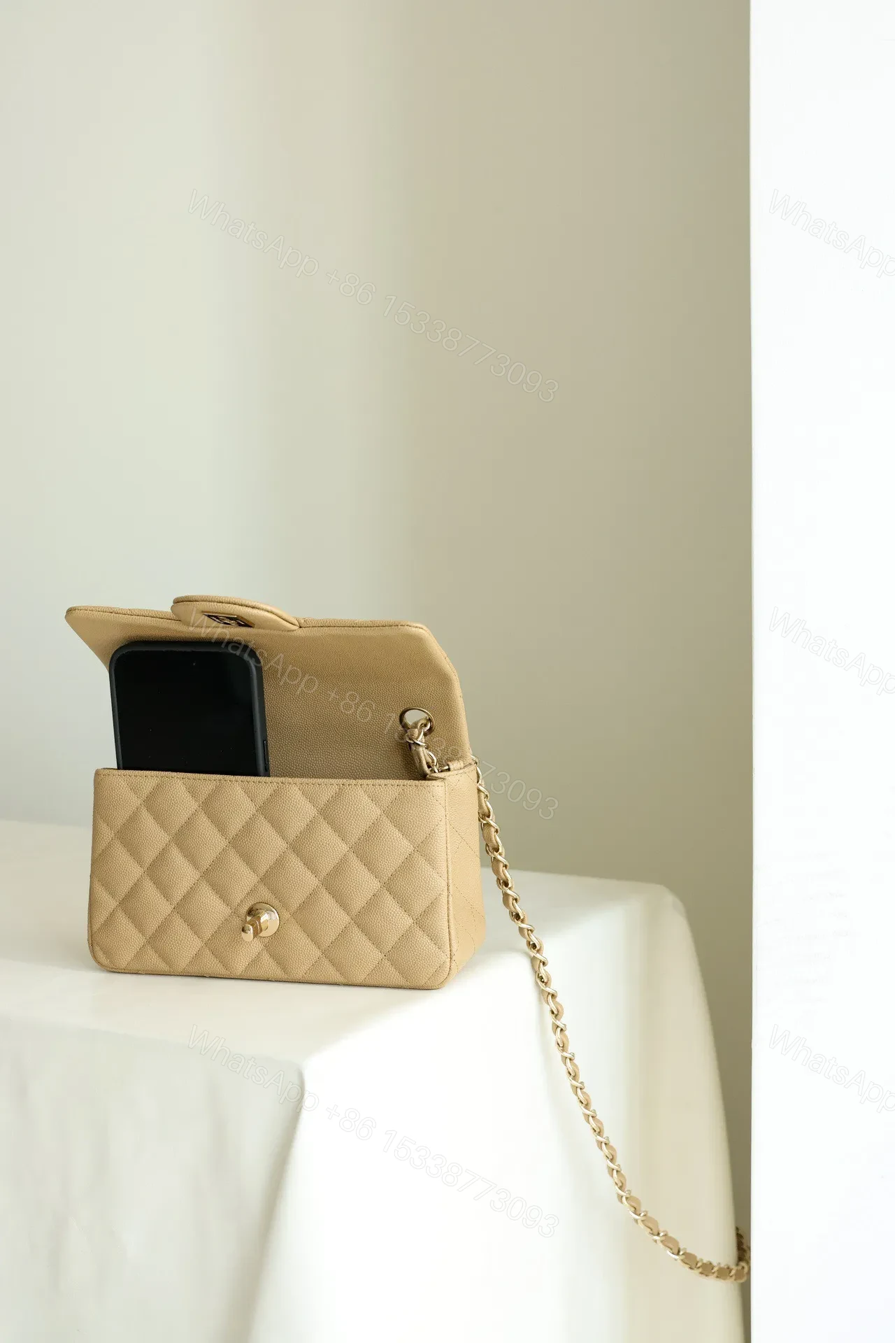 View 7 of Chanel Classic 11 Handbag Flap Mini Woman’s Beige 20cm