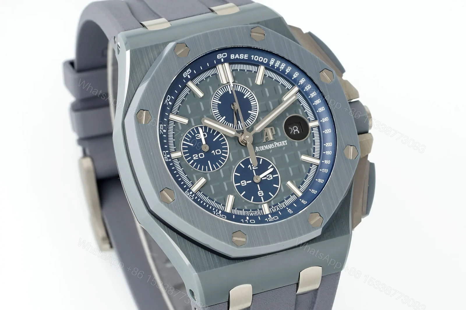 View 2 of KZ Factory Royal Oak Offshore 26400 Series Watch – Grey Ceramic, Blue Dial, Chronograph Style