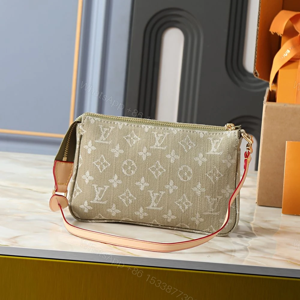 View 4 of Louis Vuitton Pochette Accessoire Cargo Khaki Denim 23cm