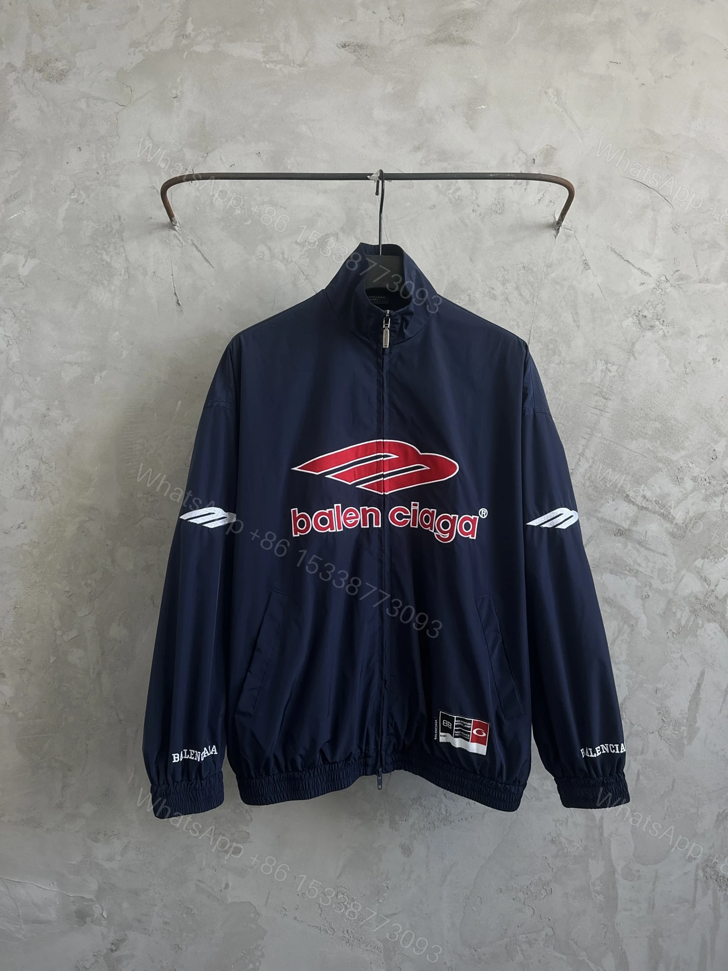 Balenciaga高仿男款運動外套 深藍大Logo街頭風格 — view 1